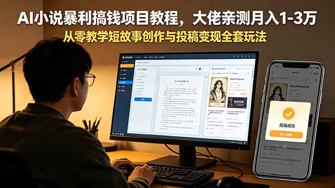AI小说暴利搞钱项目教程，大佬亲测月入1-3万，从零教学短故事创作与投稿变现全套玩法-云讯网创