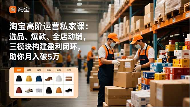 淘宝高阶运营私家课：选品、爆款、全店动销，三模块构建盈利闭环，助你月入破5万(更新12月-云讯网创