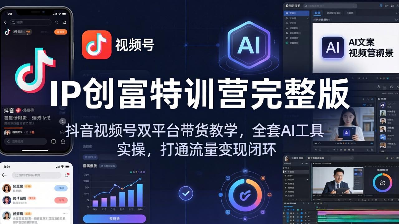 IP创富特训营完整版：抖音视频号双平台带货教学，全套AI工具实操，打通流量变现闭环-云讯网创