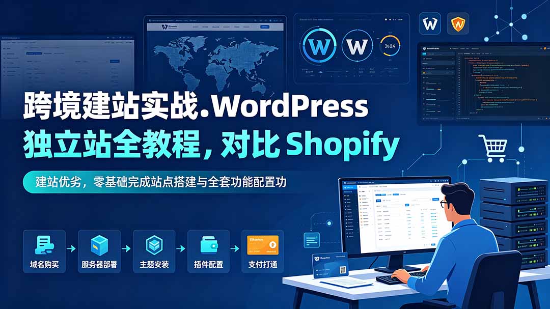 跨境建站实战：WordPress 独立站全教程，对比 Shopify 建站优劣，零基础完成站点搭建与全套功能配置-云讯网创
