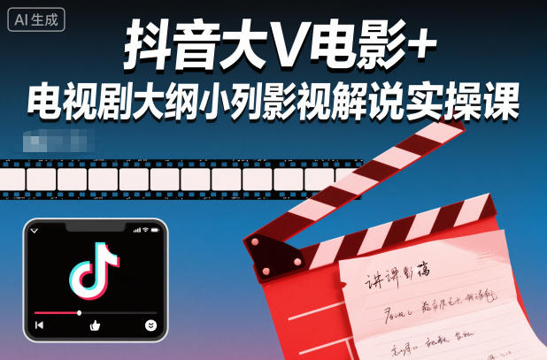 抖音大V电影+电视剧大纲小列影视剧解说实操课-云讯网创