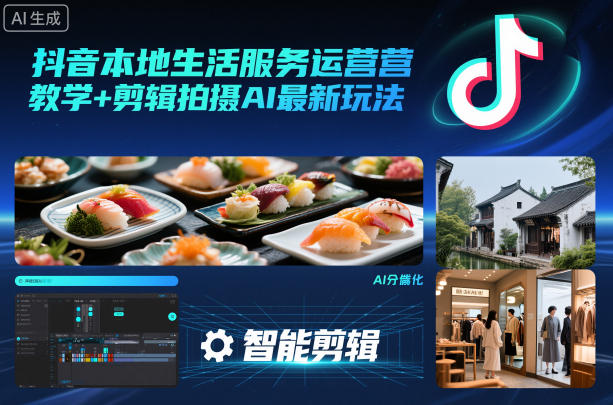 抖音本地生活服务运营教学+剪辑拍摄AI最新玩法-云讯网创