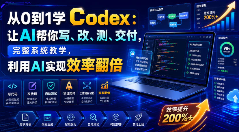 从0到1学Codex:让AI帮你写、改、测、交付,完整系统教学,利用AI实现效率翻倍-云讯网创
