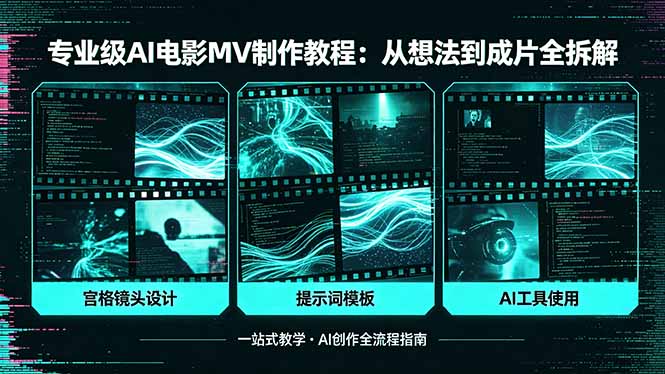 专业级AI电影MV制作教程，从想法到成片全拆解，宫格镜头+提示词模板+AI工具一站式教学-云讯网创