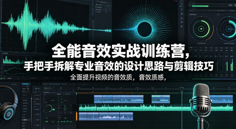 全能音效实战训练营，手把手拆解专业音效的设计思路与剪辑技巧，全面提升视频的音效质感-云讯网创