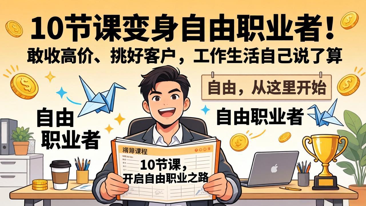 10 节课变身自由职业者！敢收高价、挑好客户，工作生活自己说了算-云讯网创
