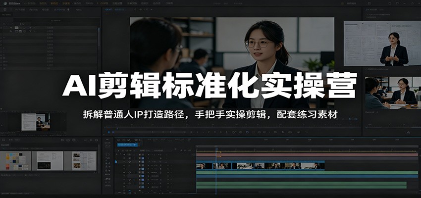 AI剪辑标准化实操营：拆解普通人IP打造路径，手把手实操剪辑，配套练习素材-云讯网创