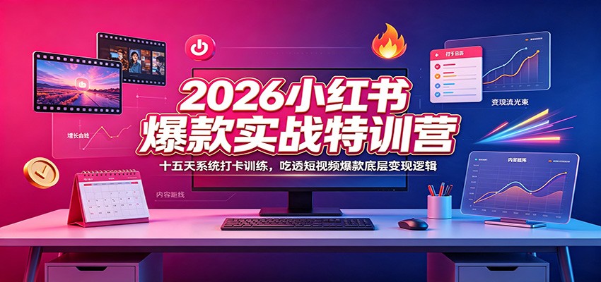 2026小红书爆款实战特训营：十五天系统打卡训练，吃透短视频爆款底层变现逻辑-云讯网创