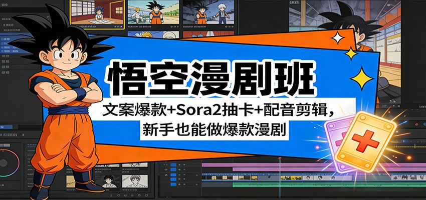 悟空漫剧班：文案爆款+Sora2抽卡+配音剪辑，新手也能做爆款漫剧-云讯网创
