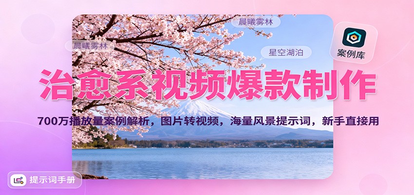 治愈系视频爆款制作,700万播放量案例解析,图片转视频,海量风景提示词,新手直接用-云讯网创