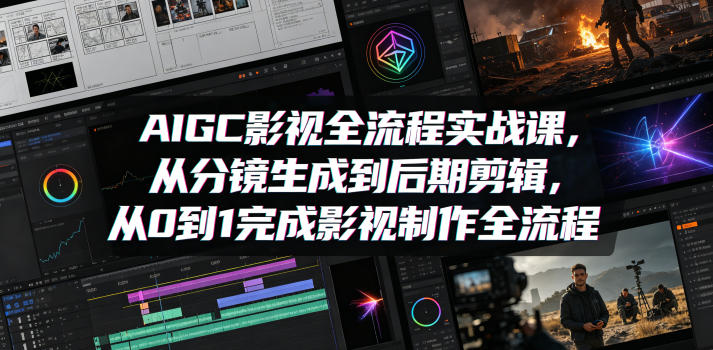 AIGC影视全流程实战课,从分镜生成到后期剪辑,从0到1完成影视制作全流程-云讯网创
