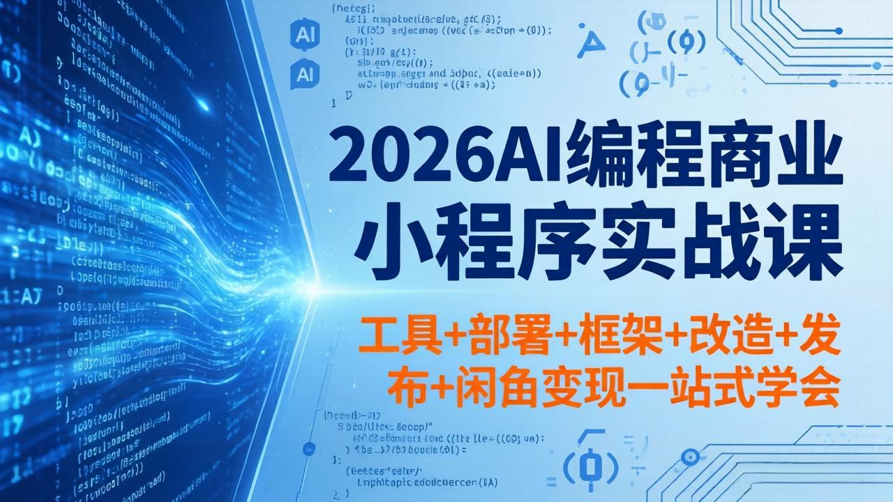 2026AI编程商业小程序实战课，工具+部署+框架+改造+发布+闲鱼变现一站式学会-云讯网创