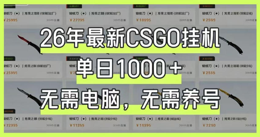 26年最新CSGO挂G系统,单日1000+,无需电脑,无需养号,0基础可上手【揭秘】-云讯网创