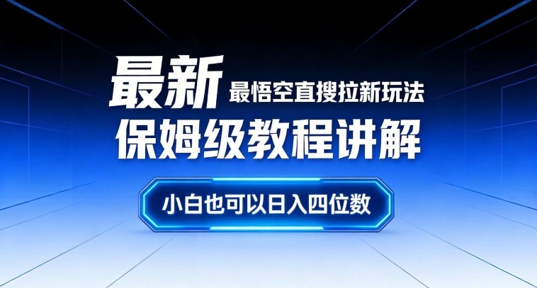 最新最悟空直搜拉新玩法保姆级教程讲解，小白也可以日入四位数-云讯网创