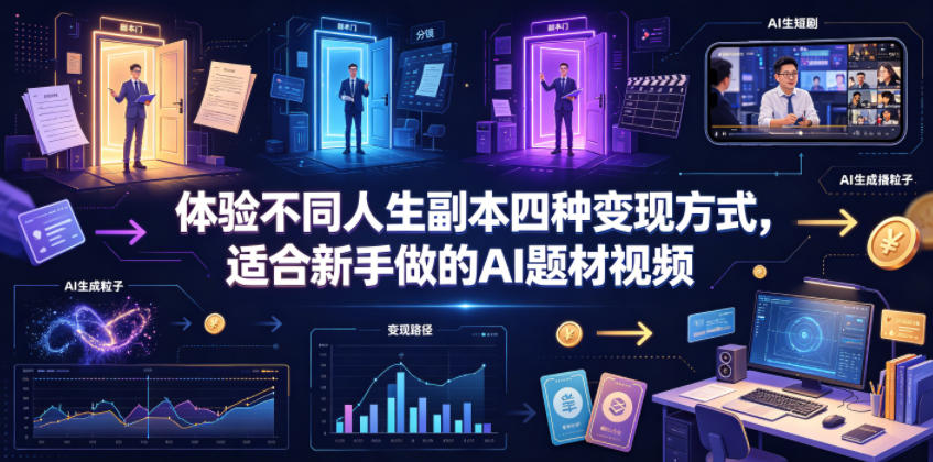 体验不同人生副本四种变现方式，适合新手做的AI题材视频-云讯网创