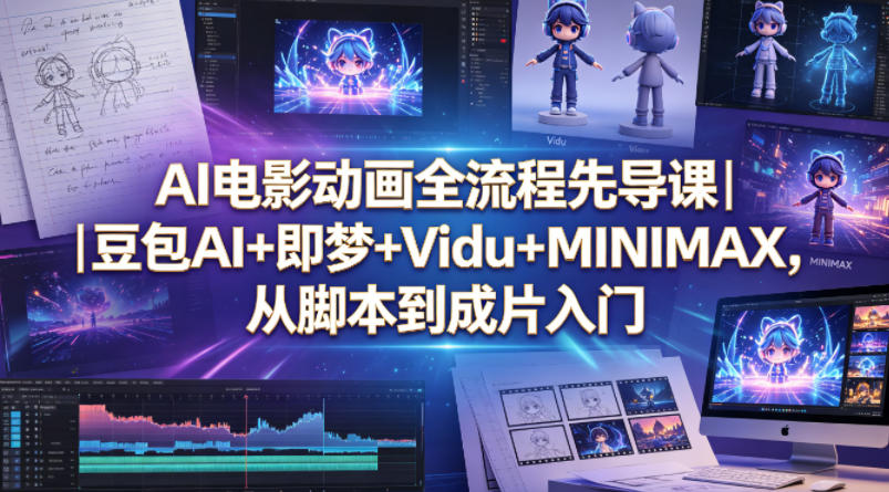 AI电影动画全流程先导课｜豆包AI+即梦+Vidu+MINIMAX，从脚本到成片入门-云讯网创
