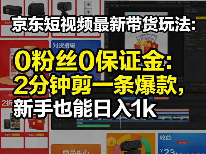 京东短视频最新带货玩法，0粉丝0保证金，2分钟剪一条爆款，新手也能日入1k+【揭秘】-云讯网创