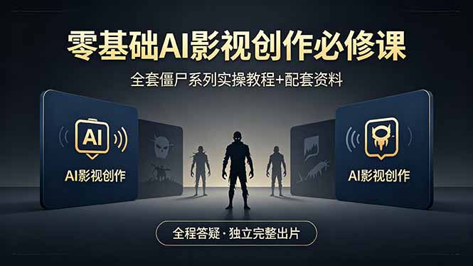 零基础AI影视创作必修课，全套僵尸系列实操教程加配套资料，全程答疑带你独立完整出片-云讯网创