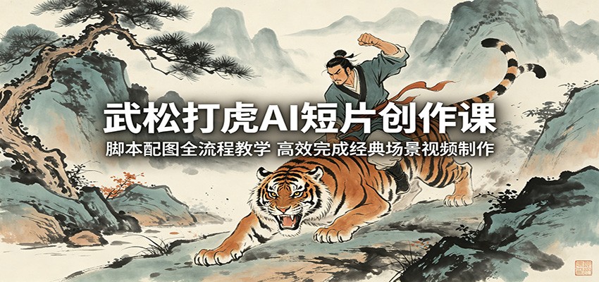 武松打虎AI短片创作课：脚本配图全流程教学，高效完成经典场景视频制作-云讯网创