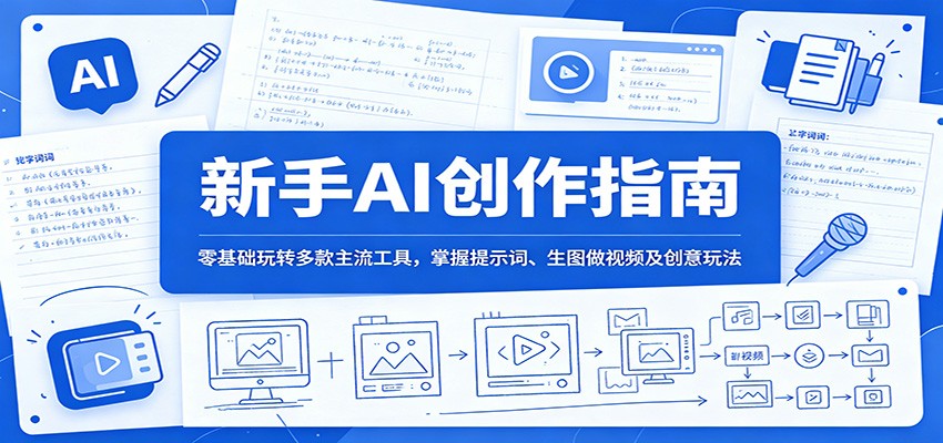 新手AI创作指南:零基础玩转多款主流工具,掌握提示词、生图做视频及创意玩法-云讯网创