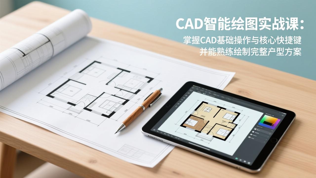 CAD智能绘图实战课：掌握CAD基础操作与核心快捷键，并能熟练绘制完整户型方案-云讯网创