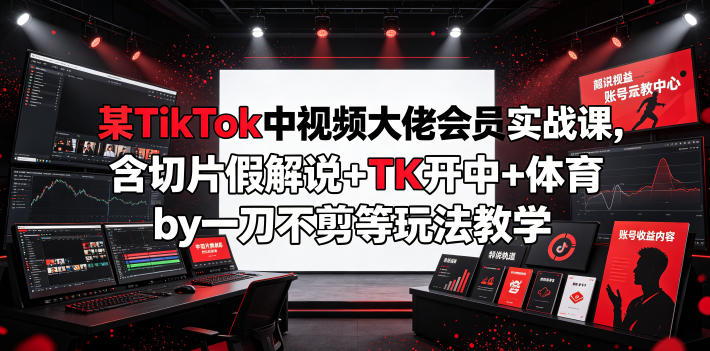 某TikTok中视频大佬会员实战课，含切片假解说+TK开中+体育by一刀不剪等玩法教学-云讯网创