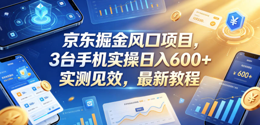 京东掘金风口项目，3台手机实操日入600+，实测见效，最新教程【揭秘】-云讯网创