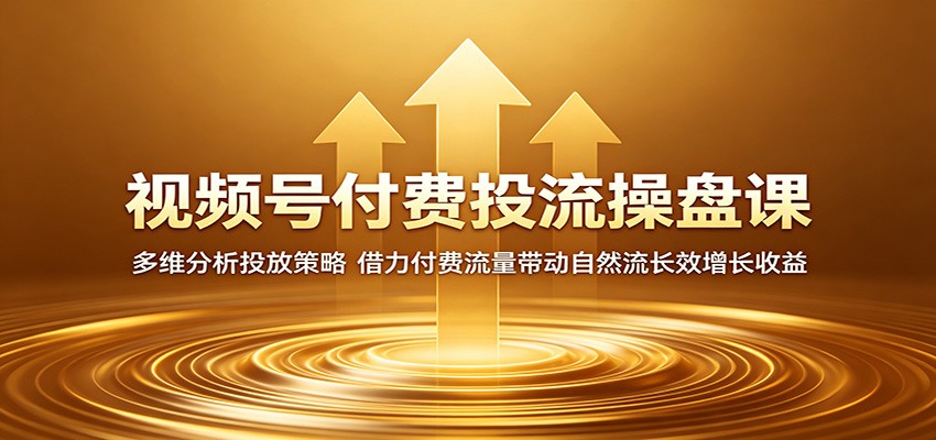 视频号付费投流操盘课：多维分析投放策略，借力付费流量带动自然流长效增长收益-云讯网创