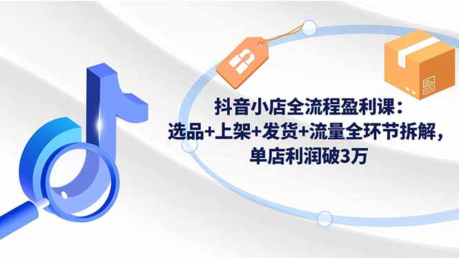 抖音小店全流程盈利课：选品+上架+发货+流量全环节拆解，单店利润破3万-云讯网创