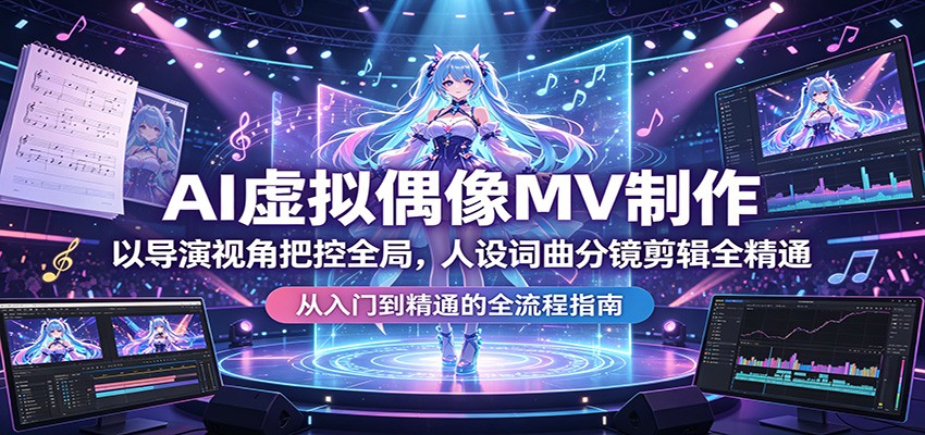 AI虚拟偶像MV制作：以导演视角把控全局，人设词曲分镜剪辑全精通-云讯网创