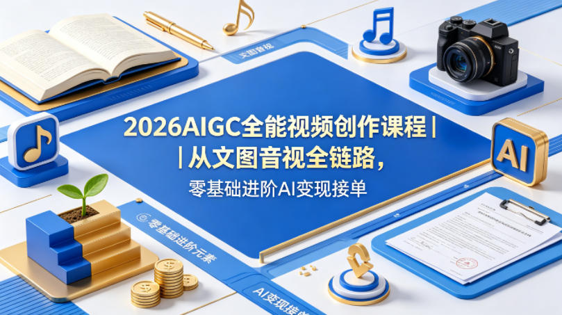 2026AIGC全能视频创作课程｜从文图音视全链路，零基础进阶AI变现接单-云讯网创