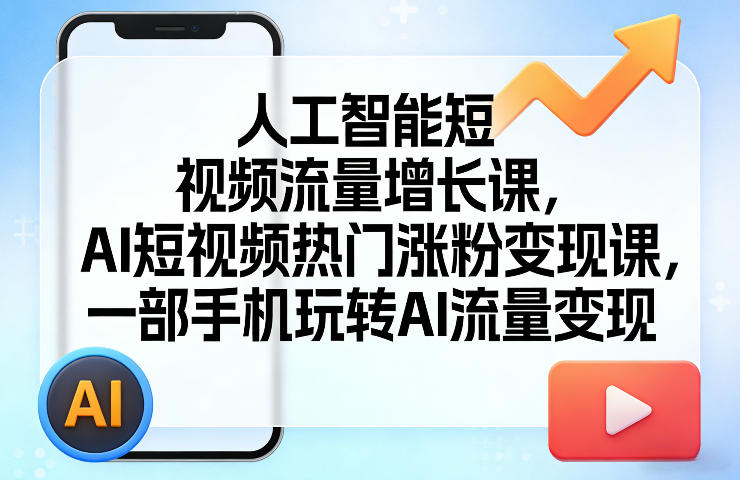 人工智能短视频流量增长课，AI短视频热门涨粉变现课，一部手机玩转AI流量变现-云讯网创