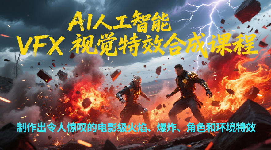 AI人工智能VFX视觉特效合成课程，制作出令人惊叹的电影级火焰、爆炸、角色和环境特效-云讯网创