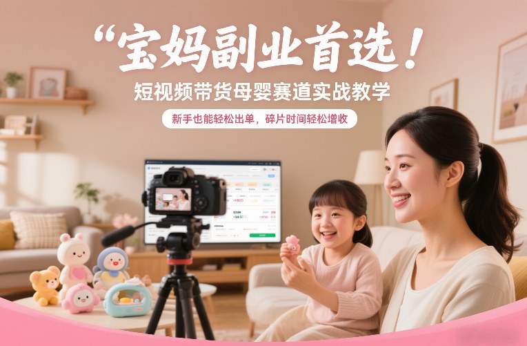 宝妈副业首选！短视频带货母婴赛道实战教学，新手也能轻松出单，碎片时间轻松增收-云讯网创