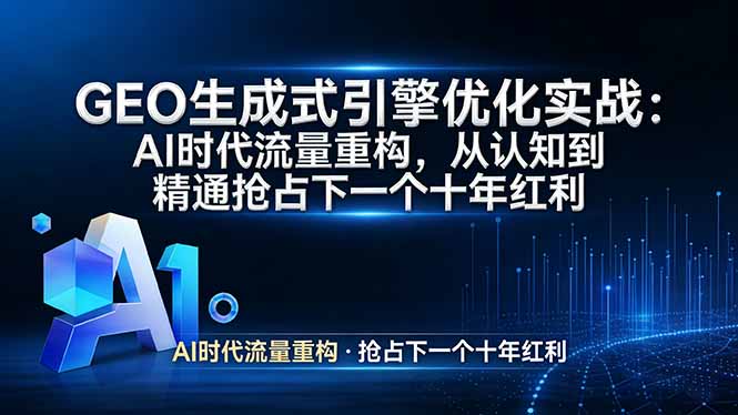GEO 生成式引擎优化实战：AI时代流量重构，从认知到精通抢占下一个十年红利-云讯网创