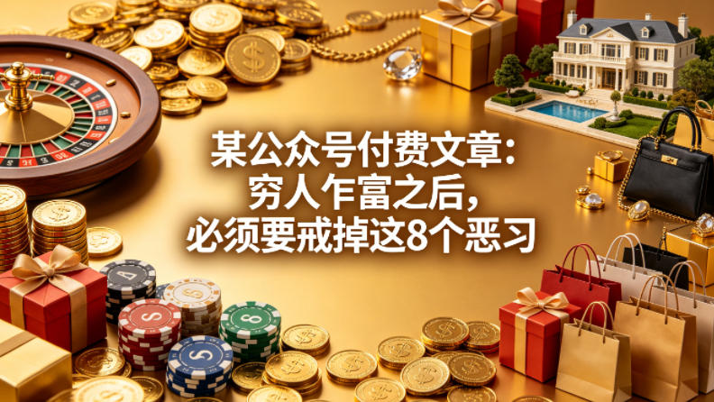 某公众号付费文章：穷人乍富之后，必须要戒掉这8个恶习-云讯网创