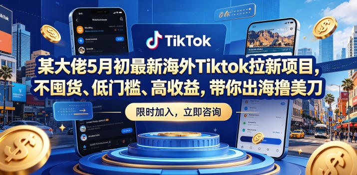 某大佬5月初最新海外Tiktok拉新项目，不囤货、低门槛、高收益，带你出海撸美刀-云讯网创