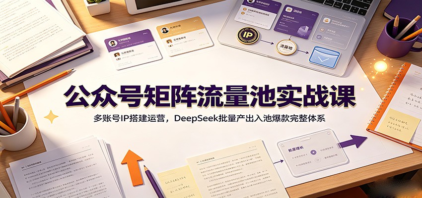 公众号矩阵流量池实战课：多账号IP搭建运营，DeepSeek批量产出入池爆款完整体系-云讯网创