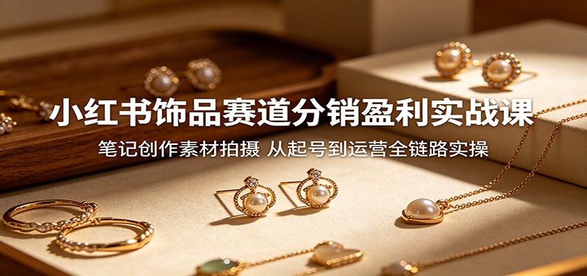小红书饰品赛道分销盈利实战课：笔记创作素材拍摄，从起号到运营全链路实操-云讯网创