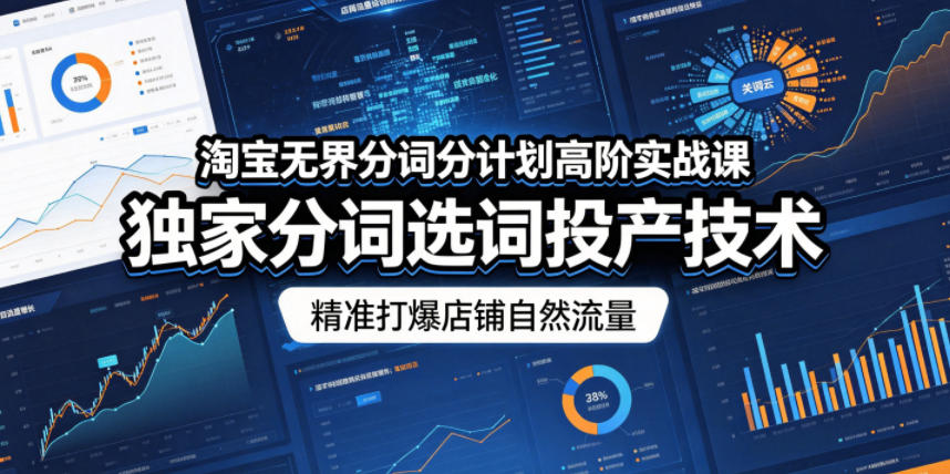 淘宝无界分词分计划高阶实战课，独家分词选词投产技术，精准打爆店铺自然流量-云讯网创