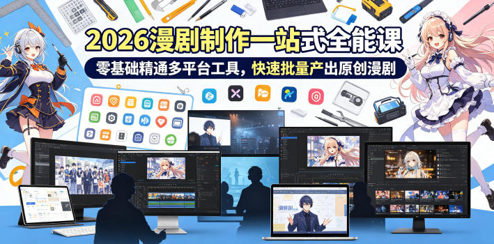 2026 AI漫剧制作一站式全能课,零基础精通多平台工具,快速批量产出原创漫剧-云讯网创