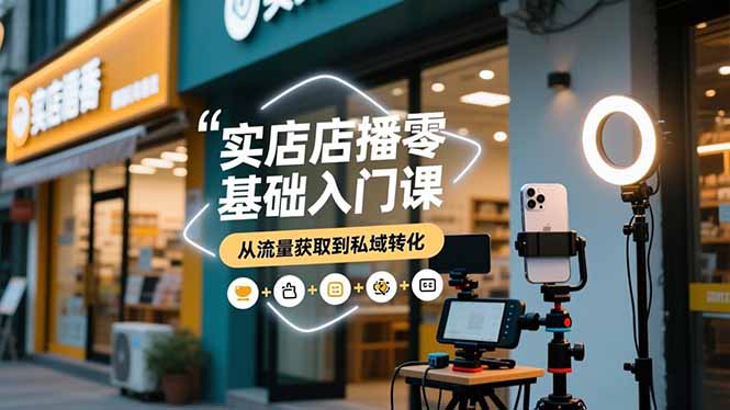 实体店播零基础入门课，实体店+短视频+直播+微信生态+私域社群，从流量获取到私域转化-云讯网创