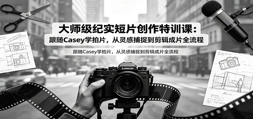 大师级纪实短片创作特训课：跟随Casey学拍片，从灵感捕捉到剪辑成片全流程-云讯网创