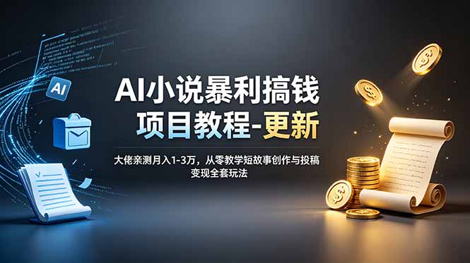 AI小说暴利搞钱项目教程-更新,大佬亲测月入1-3万,从零教学短故事创作与投稿变现全套玩法-云讯网创