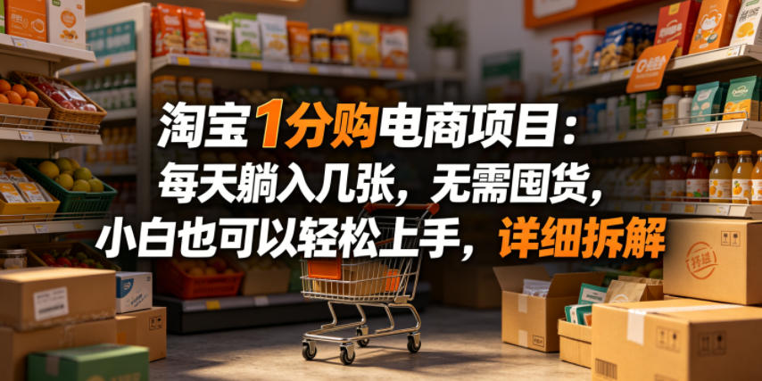 淘宝1分购电商项目：每天躺入几张，无需囤货，小白也可以轻松上手，详细拆解-云讯网创