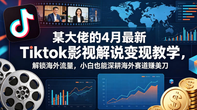 某大佬的4月最新Tiktok影视解说变现教学，解锁海外流量，小白也能深耕海外赛道賺美刀-云讯网创