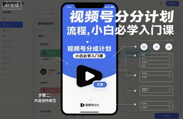 视频号分成计划实操流程，小白必学入门课-云讯网创