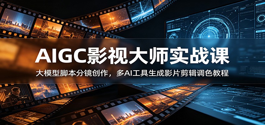 AIGC影视大师实战课：大模型脚本分镜创作，多AI工具生成影片剪辑调色教程-云讯网创