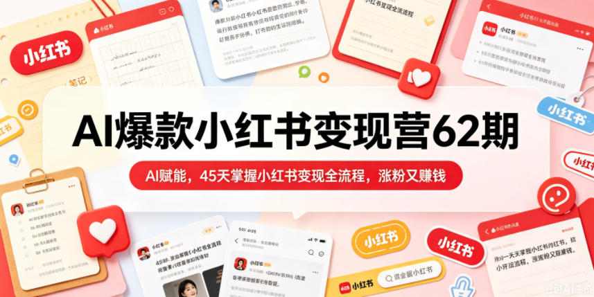 AI爆款小红书变现营62期2026年5月，AI赋能，45天掌握小红书变现全流程，涨粉又賺钱-云讯网创