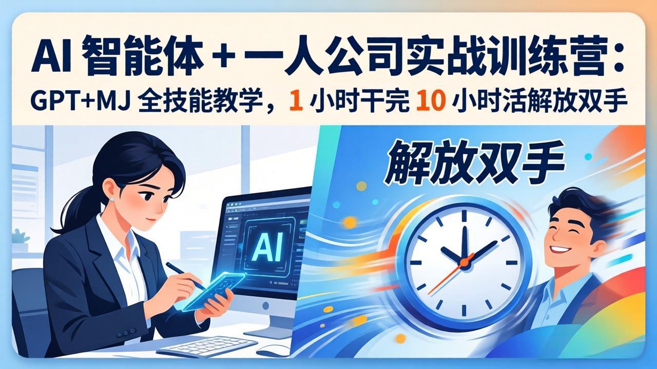 AI 智能体 + 一人公司实战训练营：GPT+MJ 全技能教学，1 小时干完 10 小时活解放双手-云讯网创